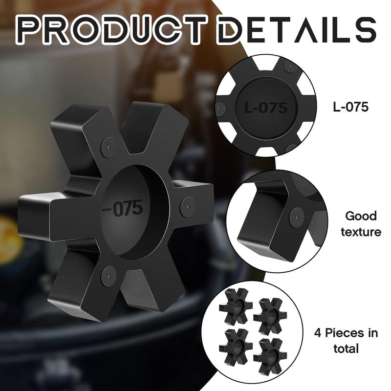 Fabbay Flexible NBR Rubber Spider Insert Solid Spider Center Inserts Suitable for L Jaw Coupling Set, Black (4 Pcs, L075) - Image 3